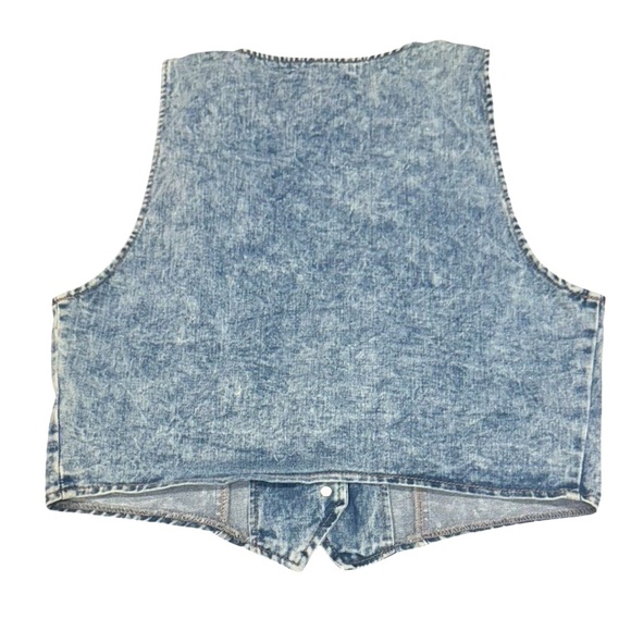 SINCERELY JULES Blue Denim Jean Vest Crop Too Rose Gold Buttons NWT XL - Picture 4 of 11